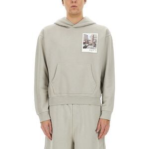 HELMUT LANG Brooklyn Graphic Print Hoodie Men GREY Sweaters & Cardigans